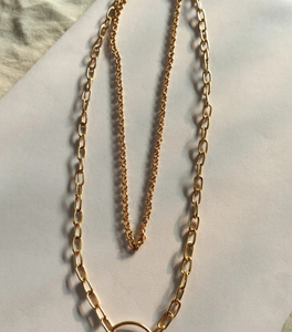 Golden Lock Layered Chain Necklace