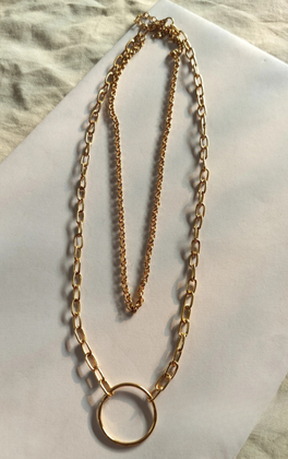 Golden Lock Layered Chain Necklace
