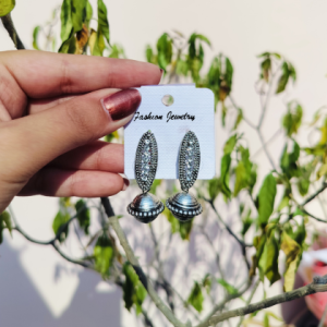 Antique Oxidized Silver Dome Earrings