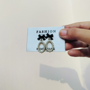 Korean Grace Bow Pearl Earrings