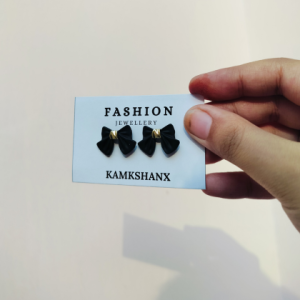 Korean Noir Bow Stud Earrings