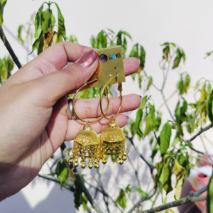 Golden Dome Jhumka Hoop Earrings