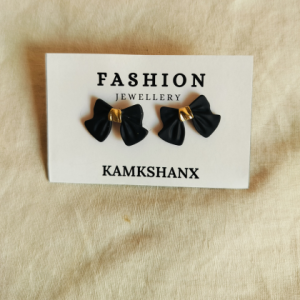Korean Midnight Bow Stud Earrings