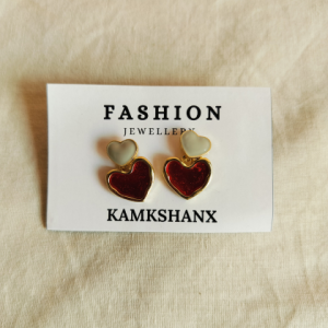 Korean Dual Heart Charm Earrings