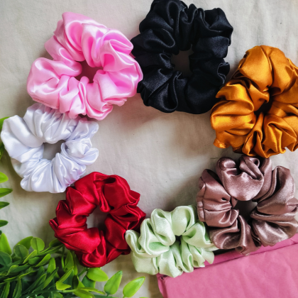 Premium Satin Scrunchies Set of 7 by Svargifts