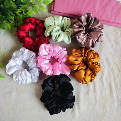 Premium Satin Scrunchies Set of 7 by Svargifts