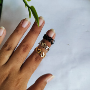 Trio Heart Wave Adjustable Rings Set