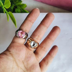 Lustrous Gemstone Heart Dome Rings