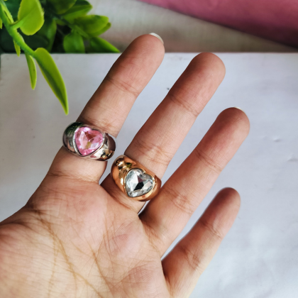 Lustrous Gemstone Heart Dome Rings Lustrous Gemstone Heart Dome Rings