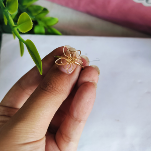 Handcrafted Golden Floral Wire Ring for Women