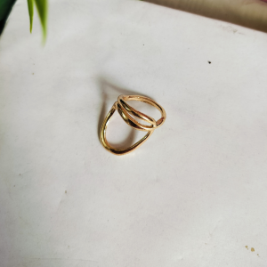 Gold Double Band Crossover Minimal Ring for Women