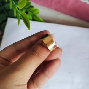 Wide Gold Band Adjustable Statement Ring for Women