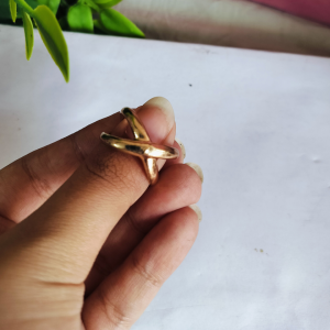 Gold X-Shaped Crossover Adjustable Ring for Women