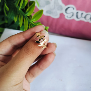 Gold Leaf Cut-Out Adjustable Ring for Women | Trendy Open Design Ring